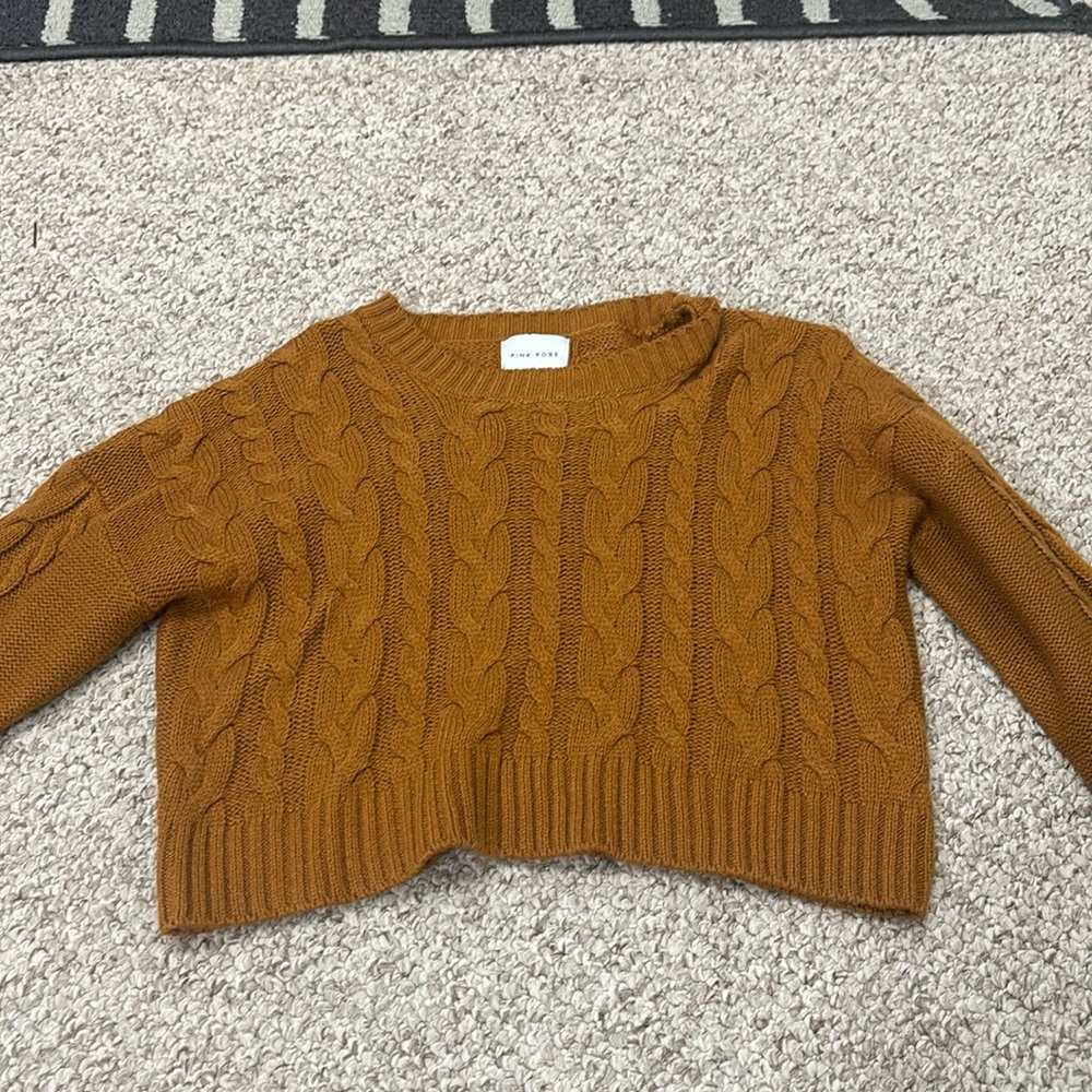 BRAND NEW NEVER BEEN WORN Brown cropped sweater, size Large